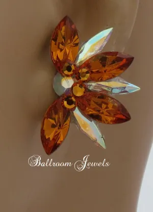 Half Star crystal ballroom earrings in Topaz