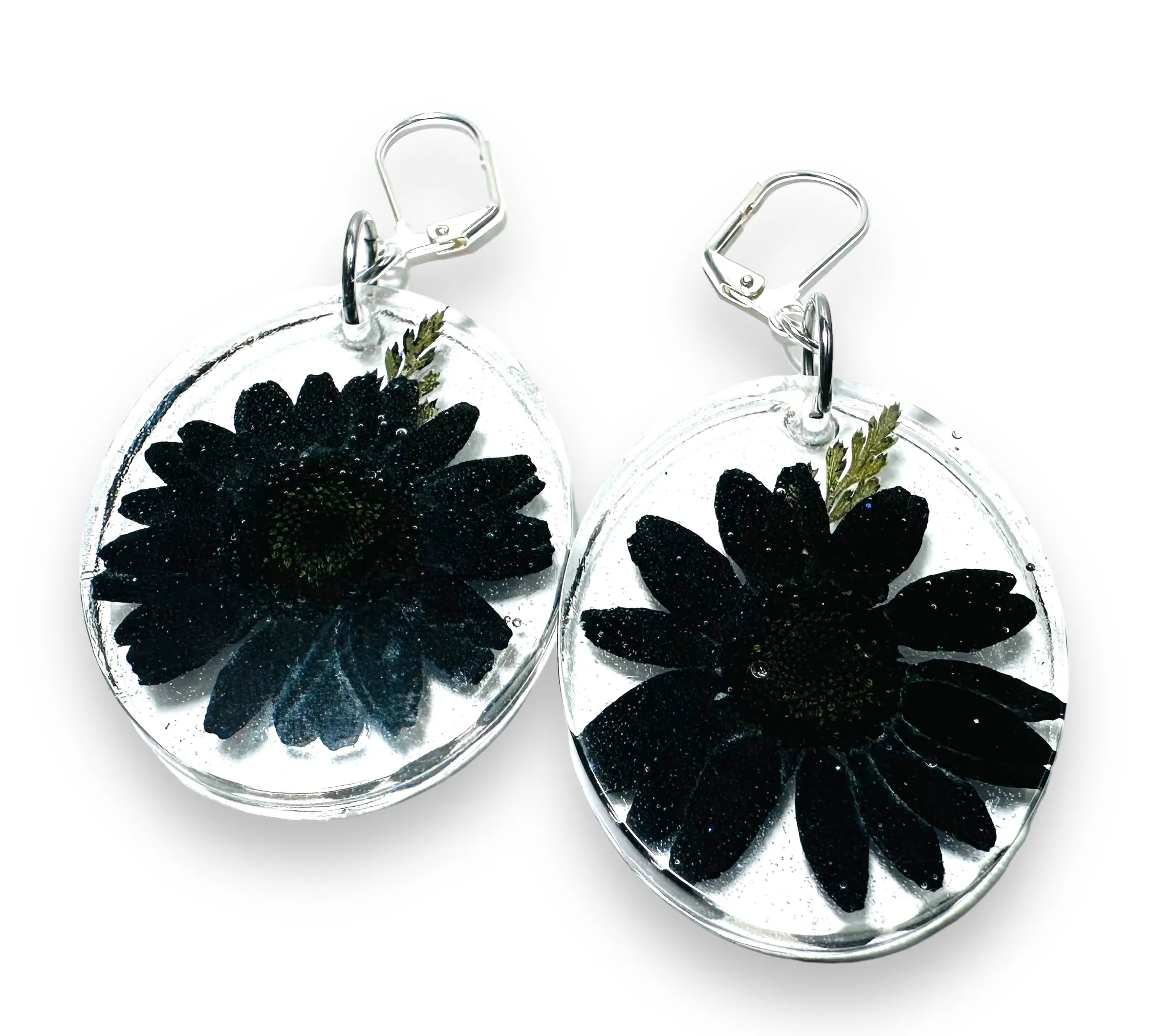 Halloween Collection-Pressed Flower Earrings/Real Flower Earrings/Resin Flower