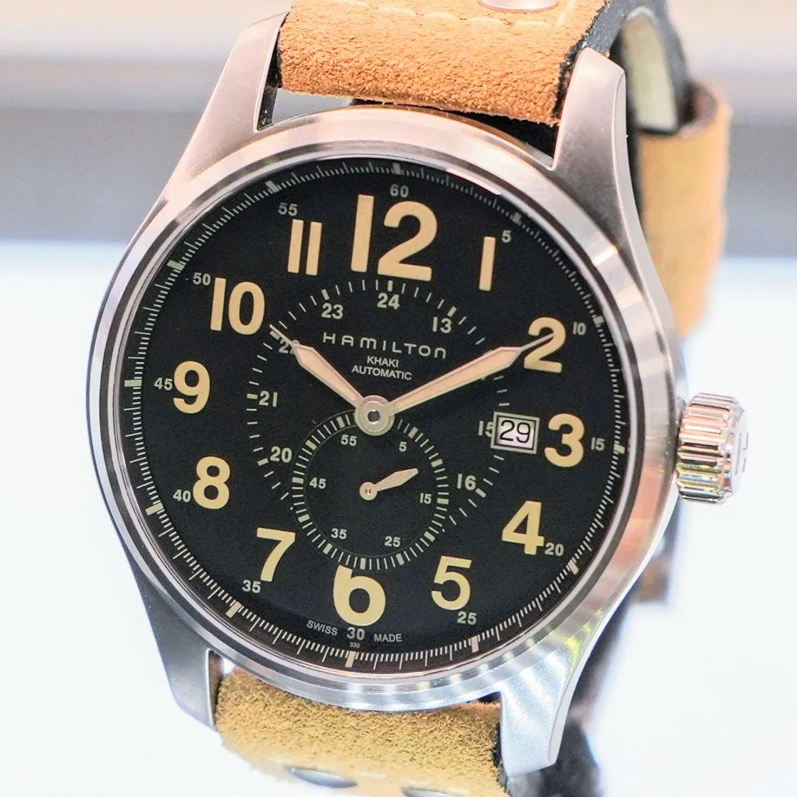 HAMILTON Khaki Field Officer Auto Watch H706550 44mm Black Dial Wristwatch  - ALL Original & Double Box!