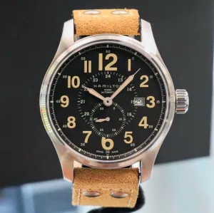 HAMILTON Khaki Field Officer Auto Watch H706550 44mm Black Dial Wristwatch  - ALL Original & Double Box!
