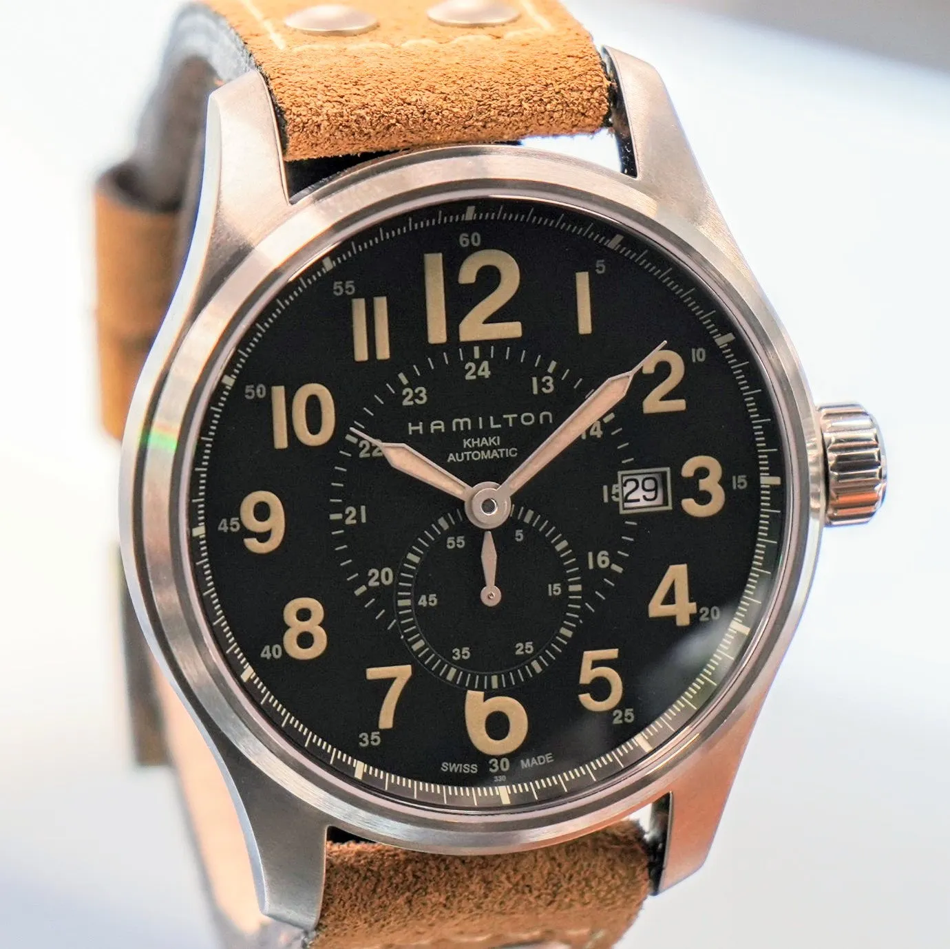 HAMILTON Khaki Field Officer Auto Watch H706550 44mm Black Dial Wristwatch  - ALL Original & Double Box!