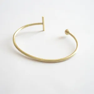 Hand-Crafted Minimalist Bar and Ball Cuff Bracelet - 0274