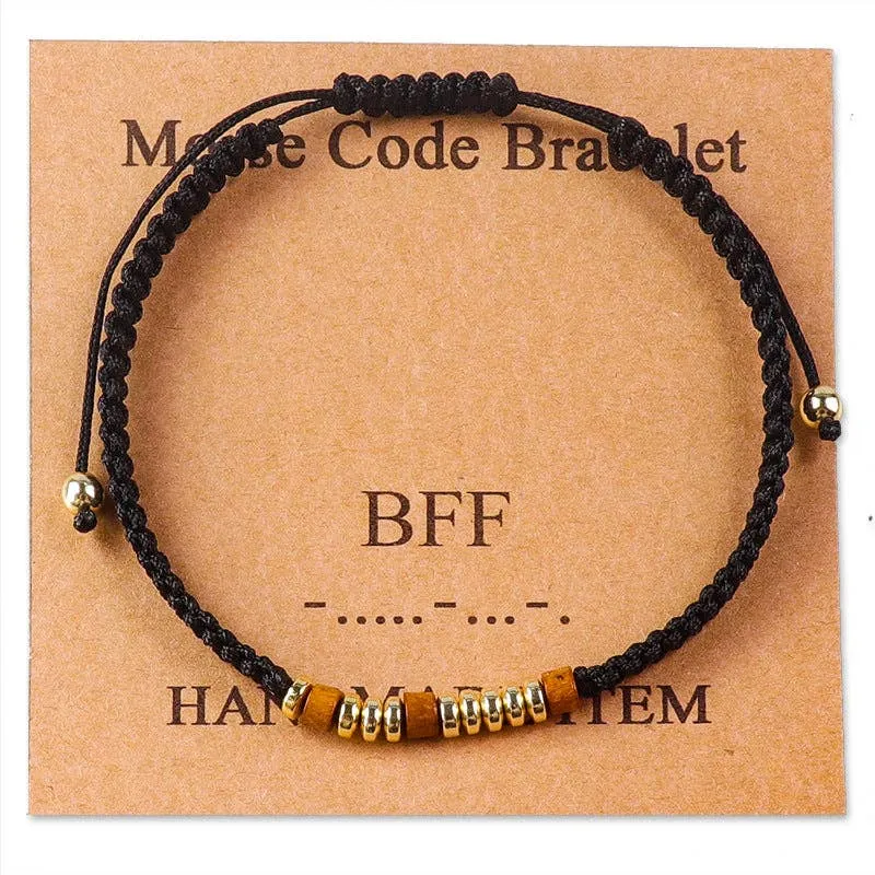Handmade Wooden Beaded Morse Code Bracelets: Fuck Cancer