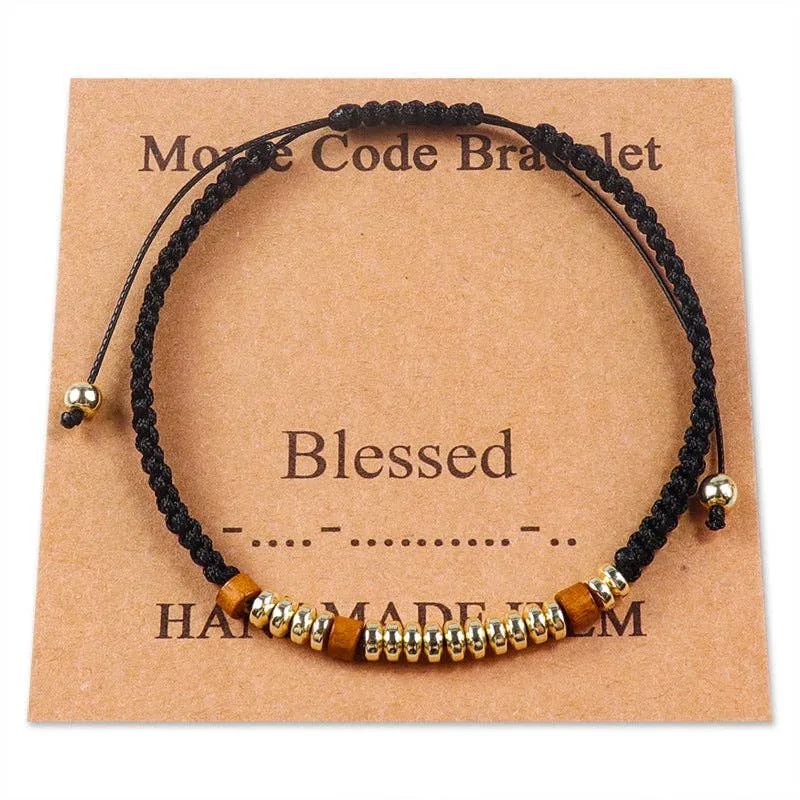 Handmade Wooden Beaded Morse Code Bracelets: Fuck Cancer