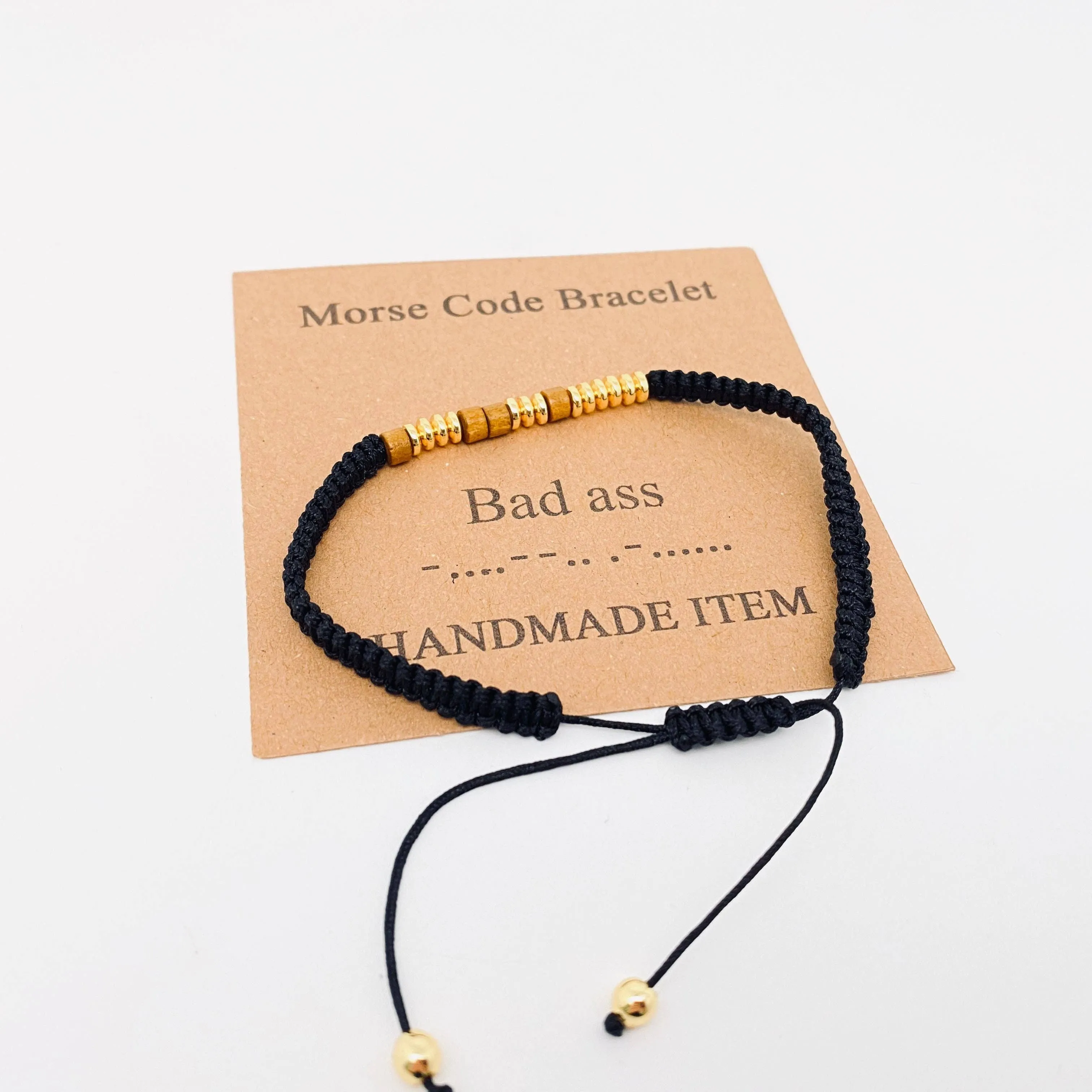 Handmade Wooden Beaded Morse Code Bracelets: Fuck Cancer
