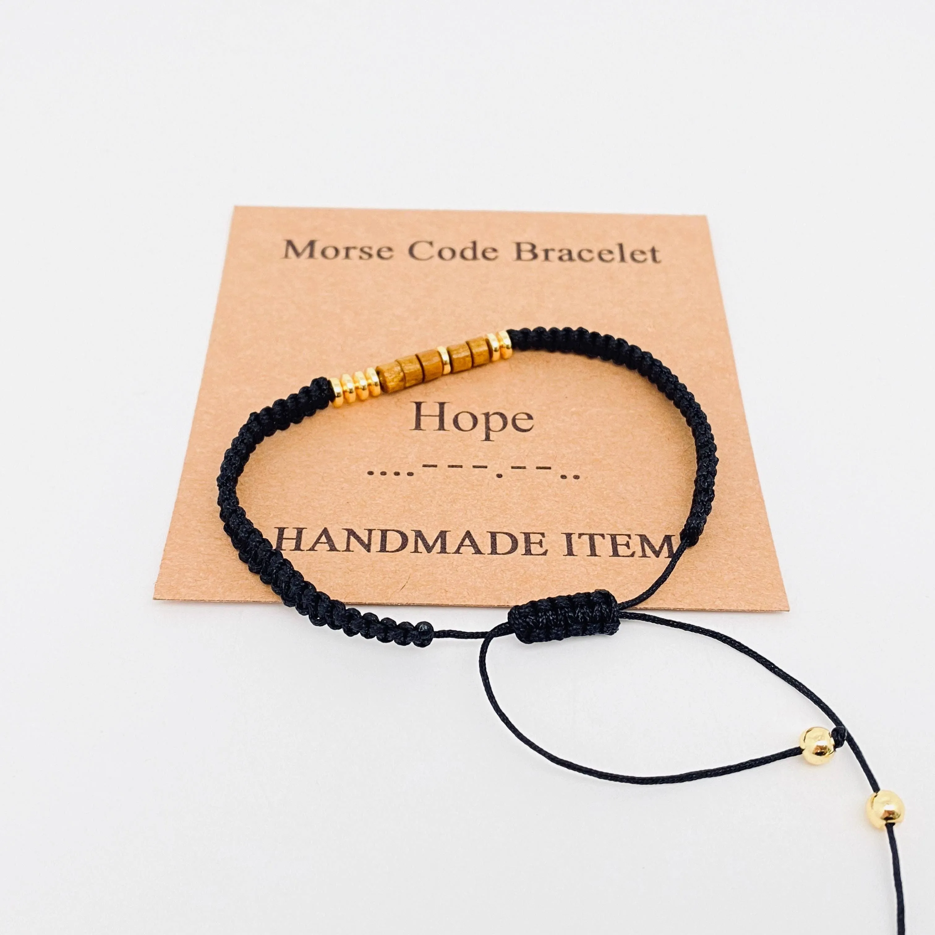 Handmade Wooden Beaded Morse Code Bracelets: Fuck Cancer