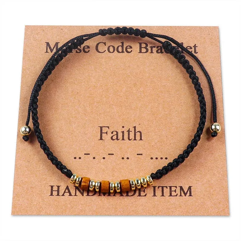 Handmade Wooden Beaded Morse Code Bracelets: Fuck Cancer