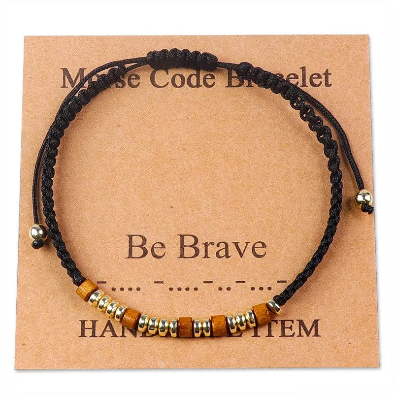 Handmade Wooden Beaded Morse Code Bracelets: Fuck Cancer