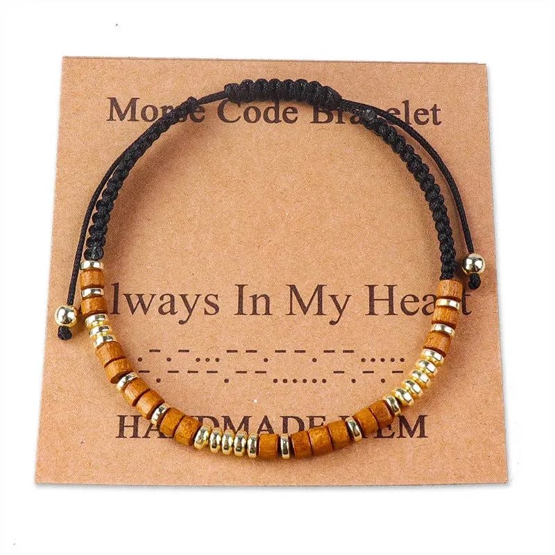 Handmade Wooden Beaded Morse Code Bracelets: Fuck Cancer
