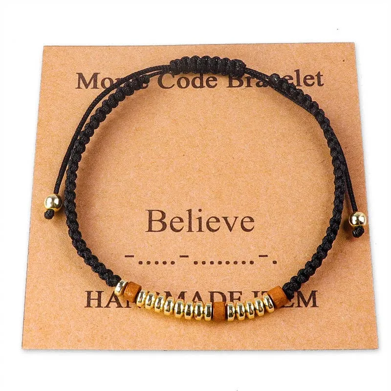 Handmade Wooden Beaded Morse Code Bracelets: Fuck Cancer