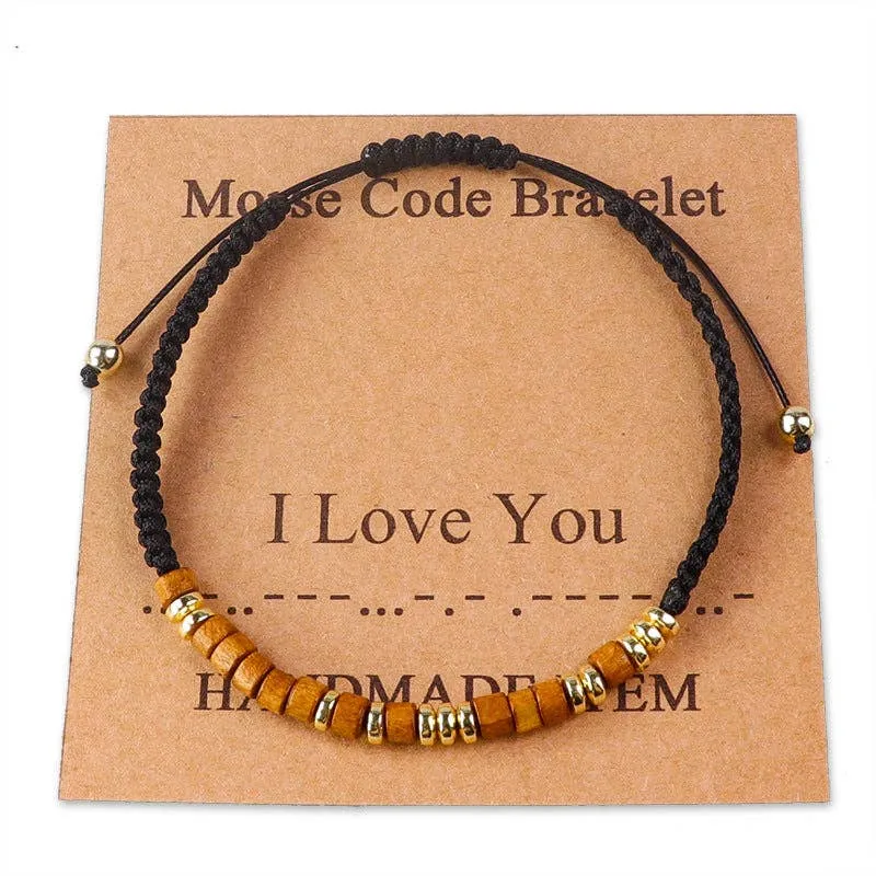 Handmade Wooden Beaded Morse Code Bracelets: Fuck Cancer