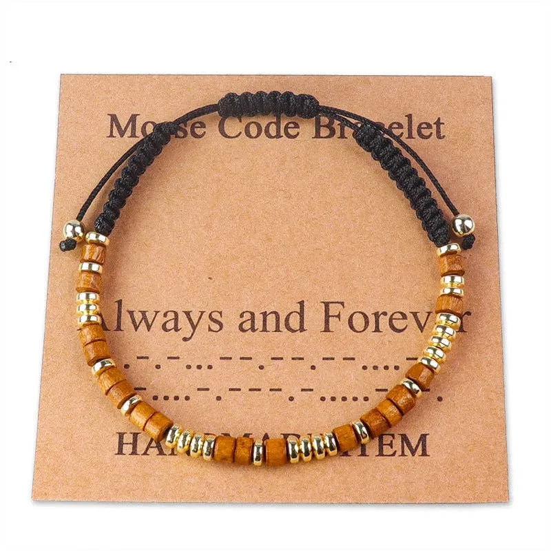Handmade Wooden Beaded Morse Code Bracelets: Fuck Cancer