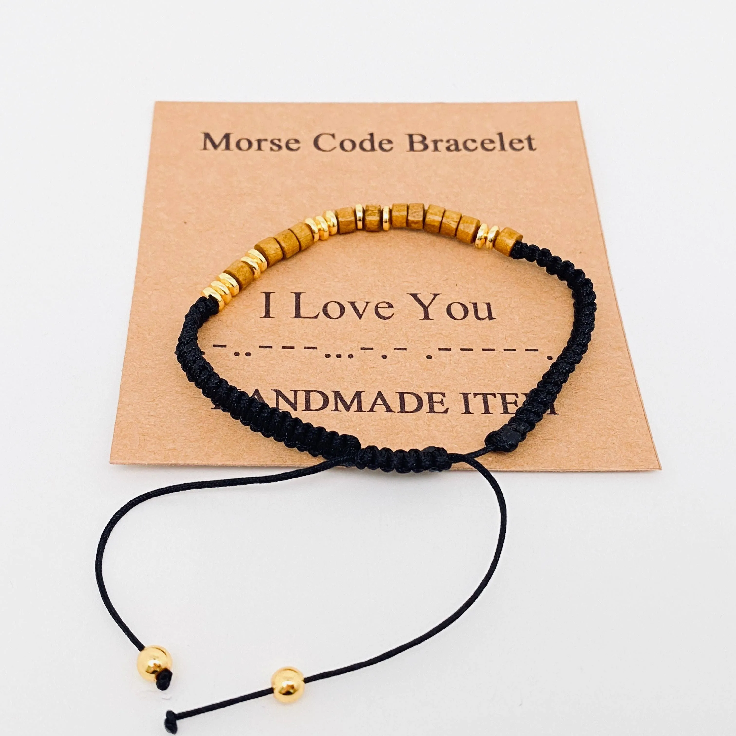 Handmade Wooden Beaded Morse Code Bracelets: Fuck Cancer