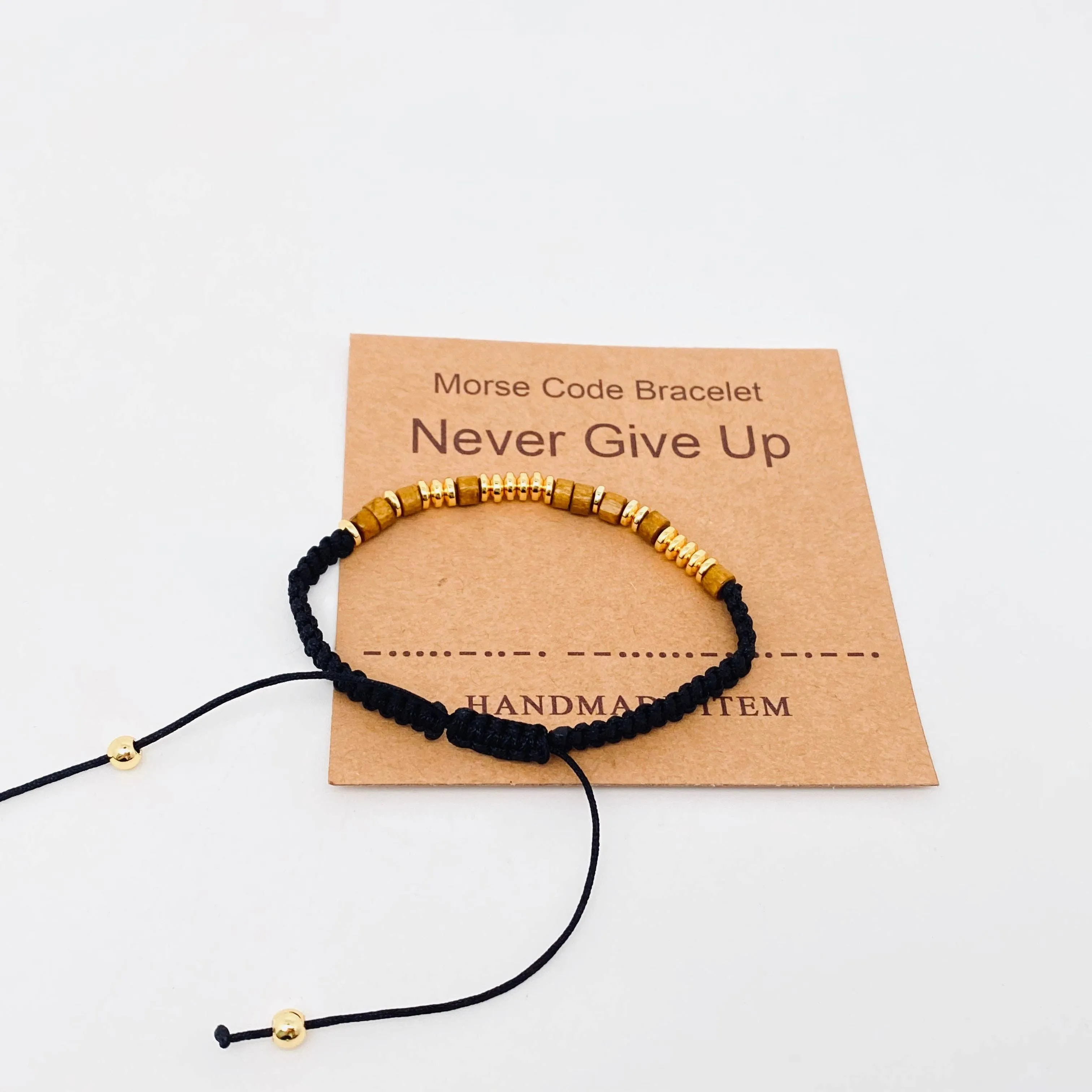 Handmade Wooden Beaded Morse Code Bracelets: Fuck Cancer