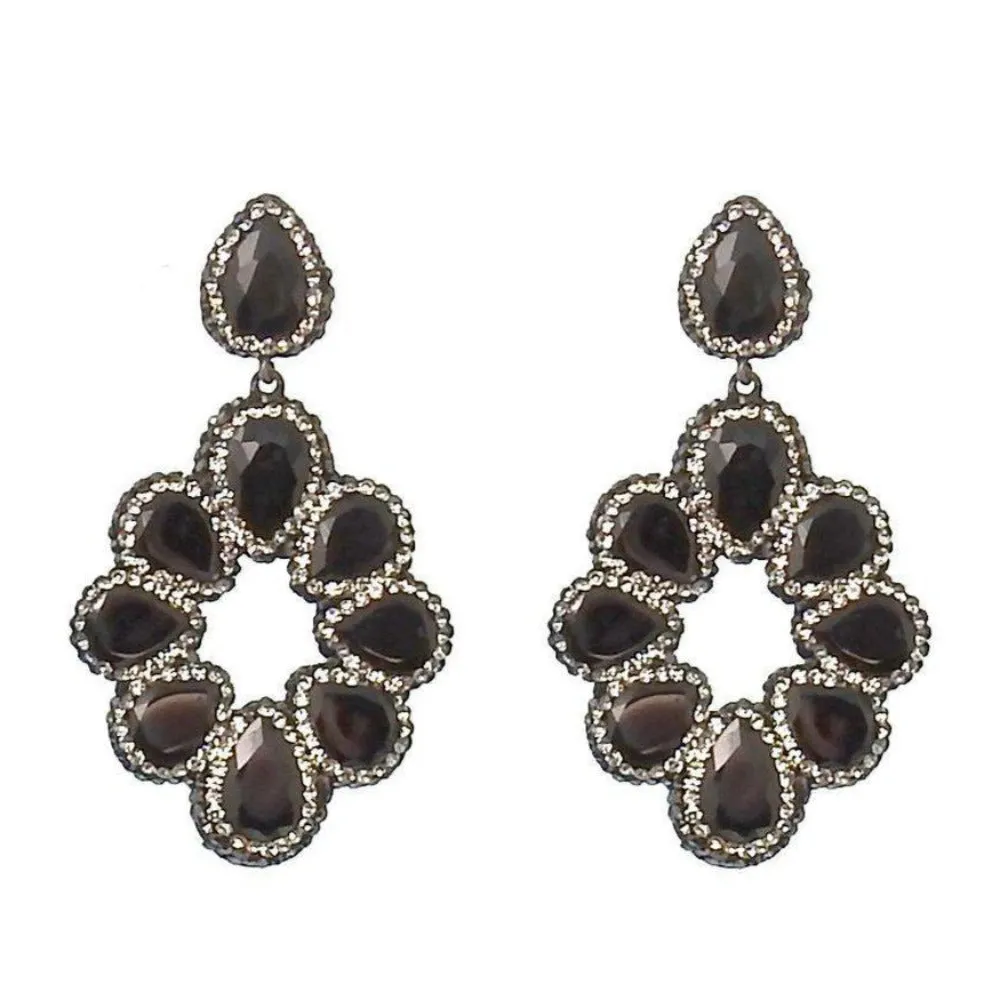Hematite and Crystal Earrings