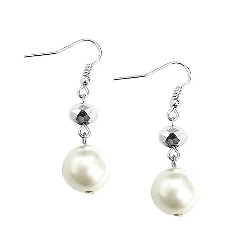 HEMATITE PEARL EARRINGS  #HNE92184_HEM-CRM (RA7)