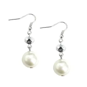 HEMATITE PEARL EARRINGS  #HNE92184_HEM-CRM (RA7)