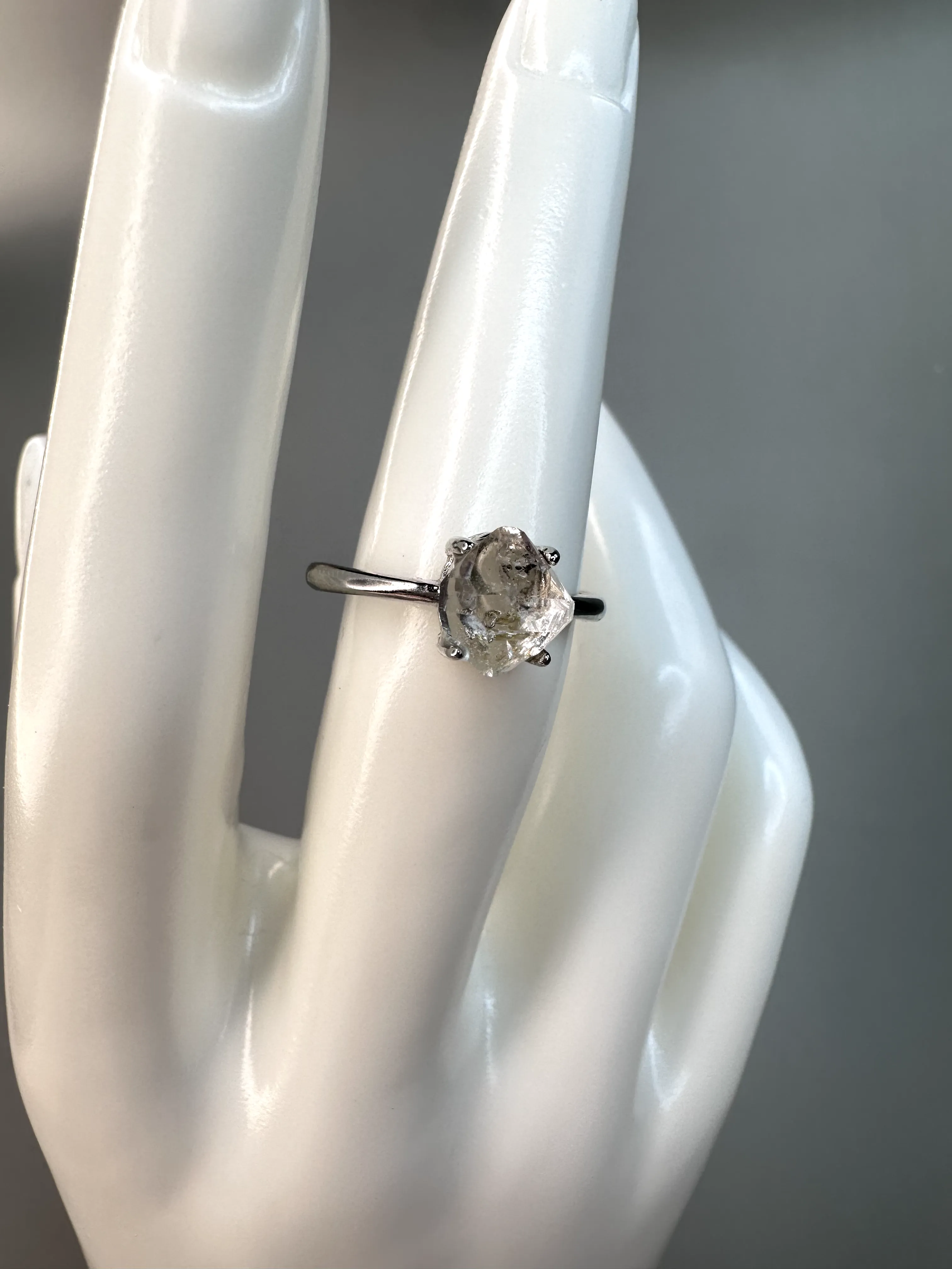 Herkimer Diamond Ring | Adjustable | S925
