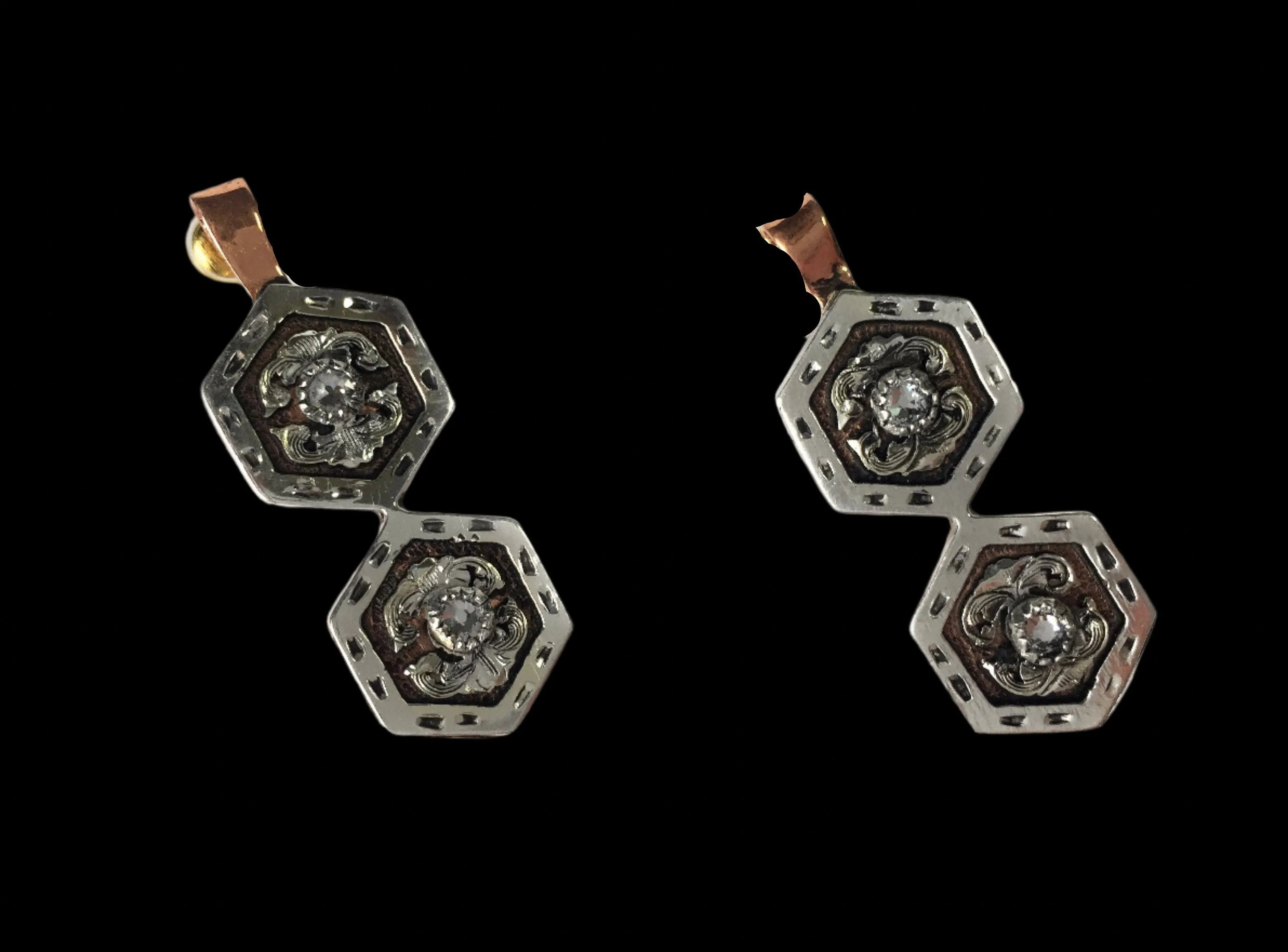 Hexagon Copper Earrings