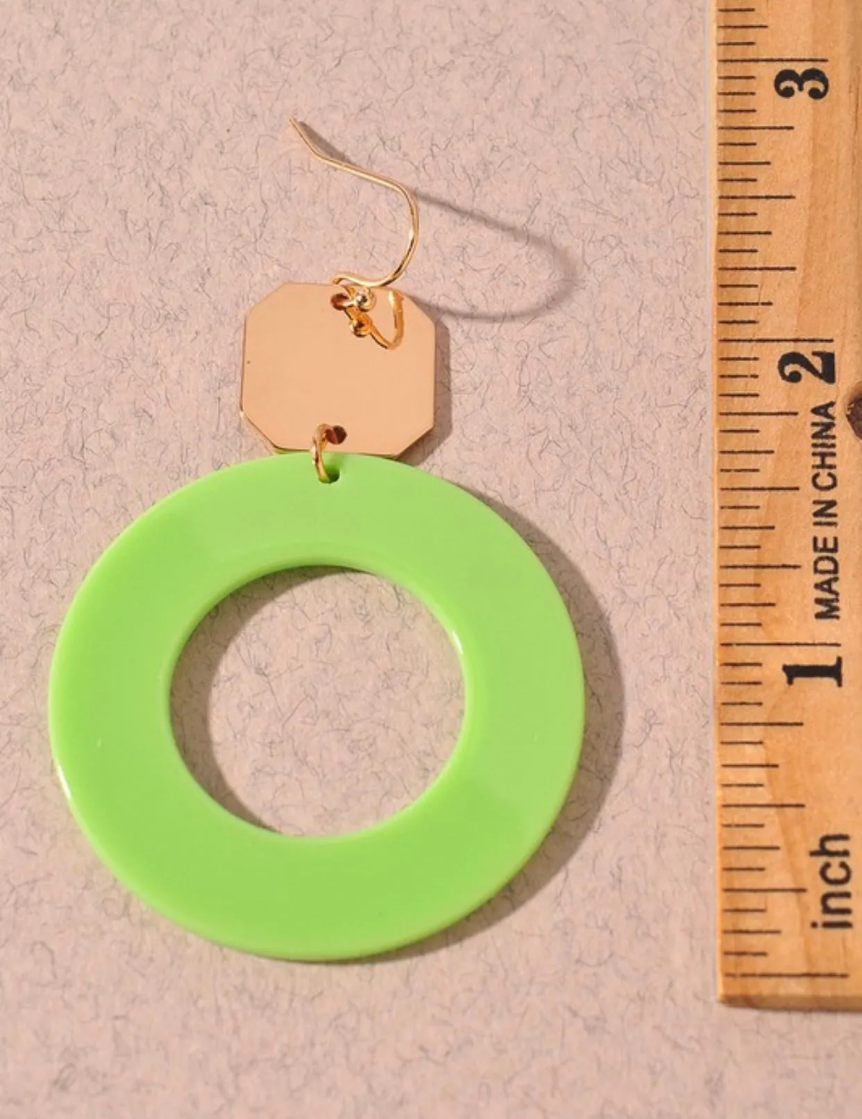 Hexagon Disc and Round Resin Earrings- Lavender