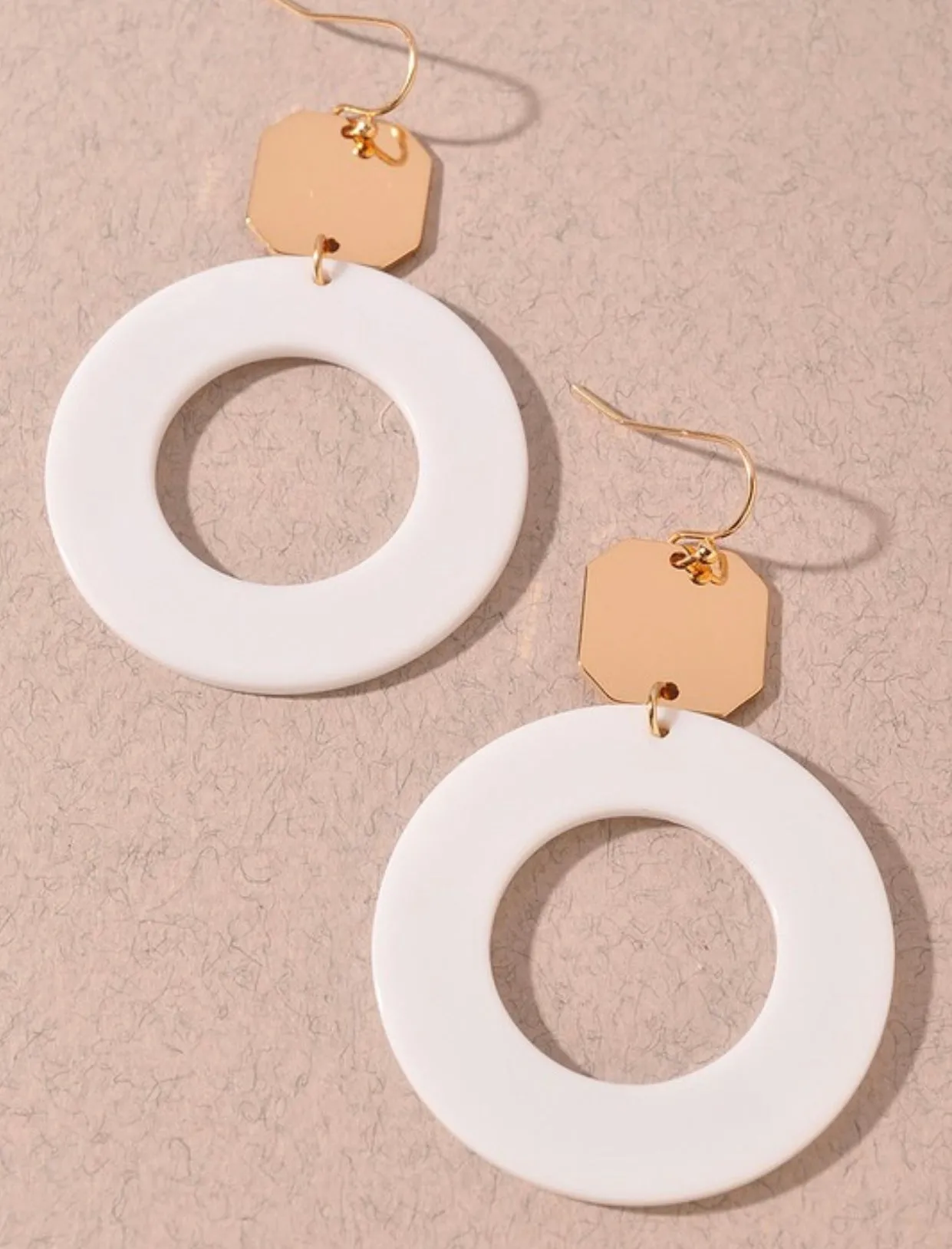 Hexagon Disc and Round Resin Earrings- Lavender