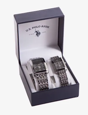 HIS AND HERS SQUARE FACE WATCH SET
