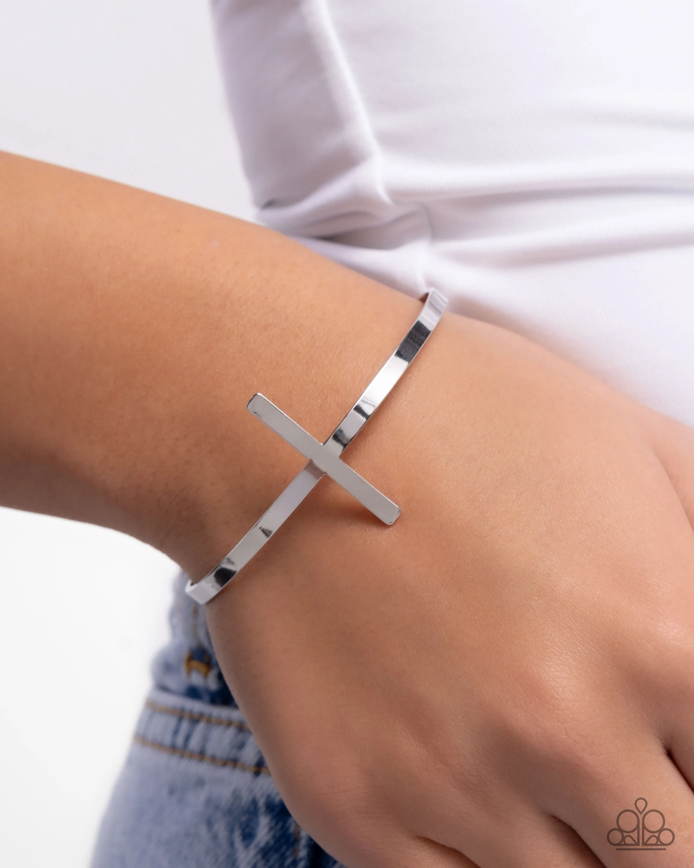 Holy Headline - Silver - Cross Religious Paparazzi Cuff Bracelet