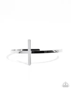 Holy Headline - Silver - Cross Religious Paparazzi Cuff Bracelet