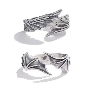 Huitan Angel Wing & Demon Eye Adjustable Couples Rings