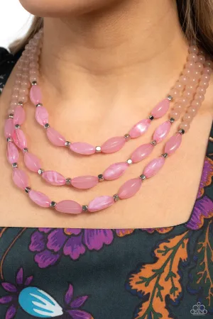 I BEAD You Now - Pink - and Peach Bead Tiered Paparazzi Short Necklace