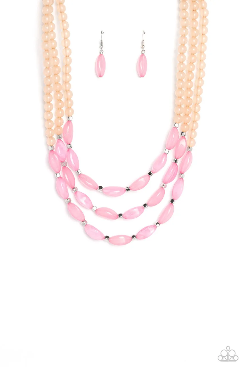 I BEAD You Now - Pink - and Peach Bead Tiered Paparazzi Short Necklace