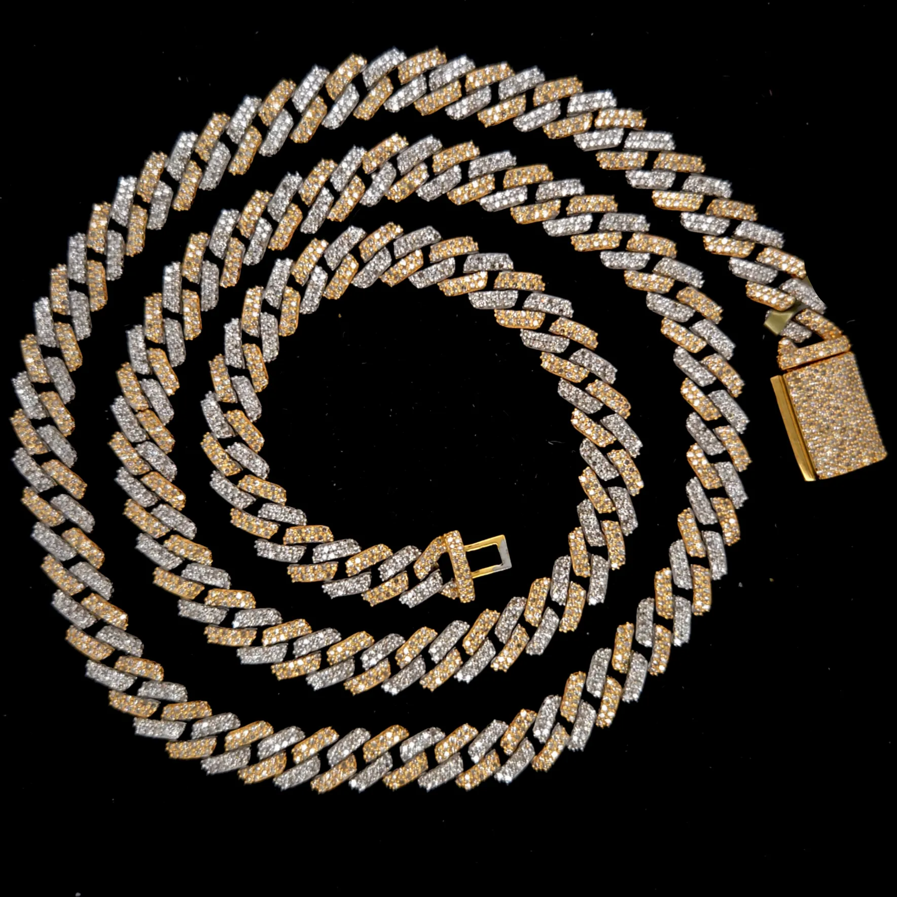 Iced out Hip Hop 8mm Cuban Two Tone 10k Gold Natural Diamonds Necklace - SNK16103A