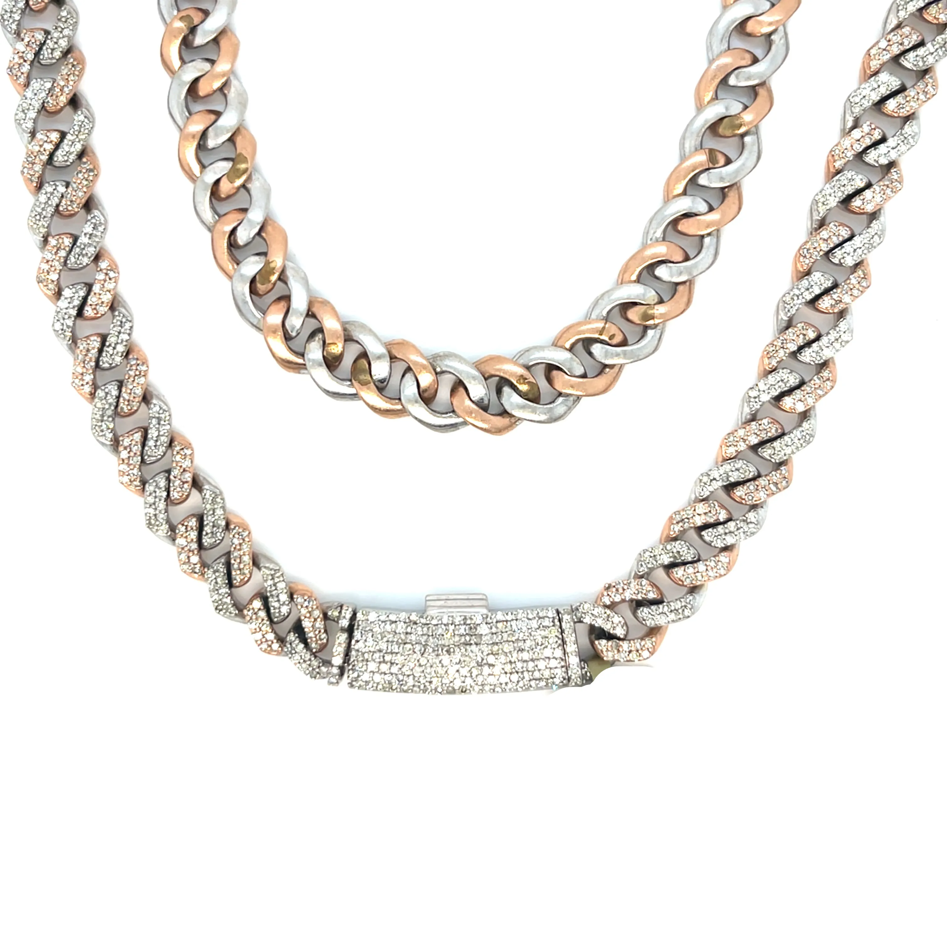 Iced out Hip Hop 8mm Cuban Two Tone 10k Gold Natural Diamonds Necklace - SNK16103A