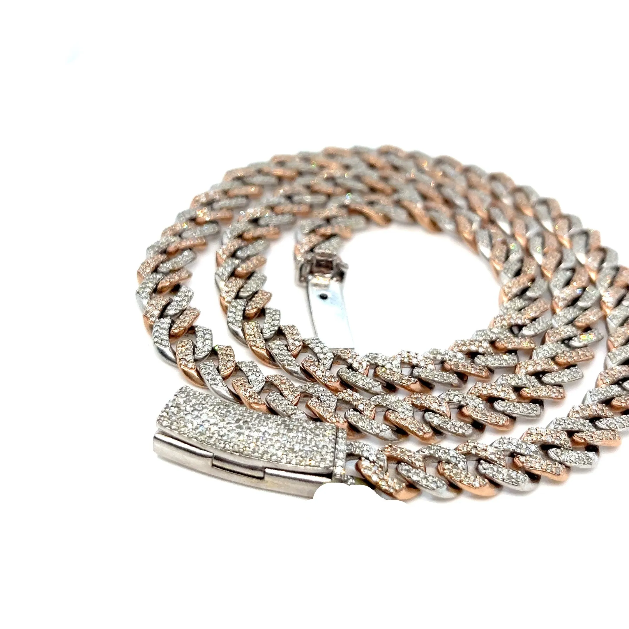 Iced out Hip Hop 8mm Cuban Two Tone 10k Gold Natural Diamonds Necklace - SNK16103A