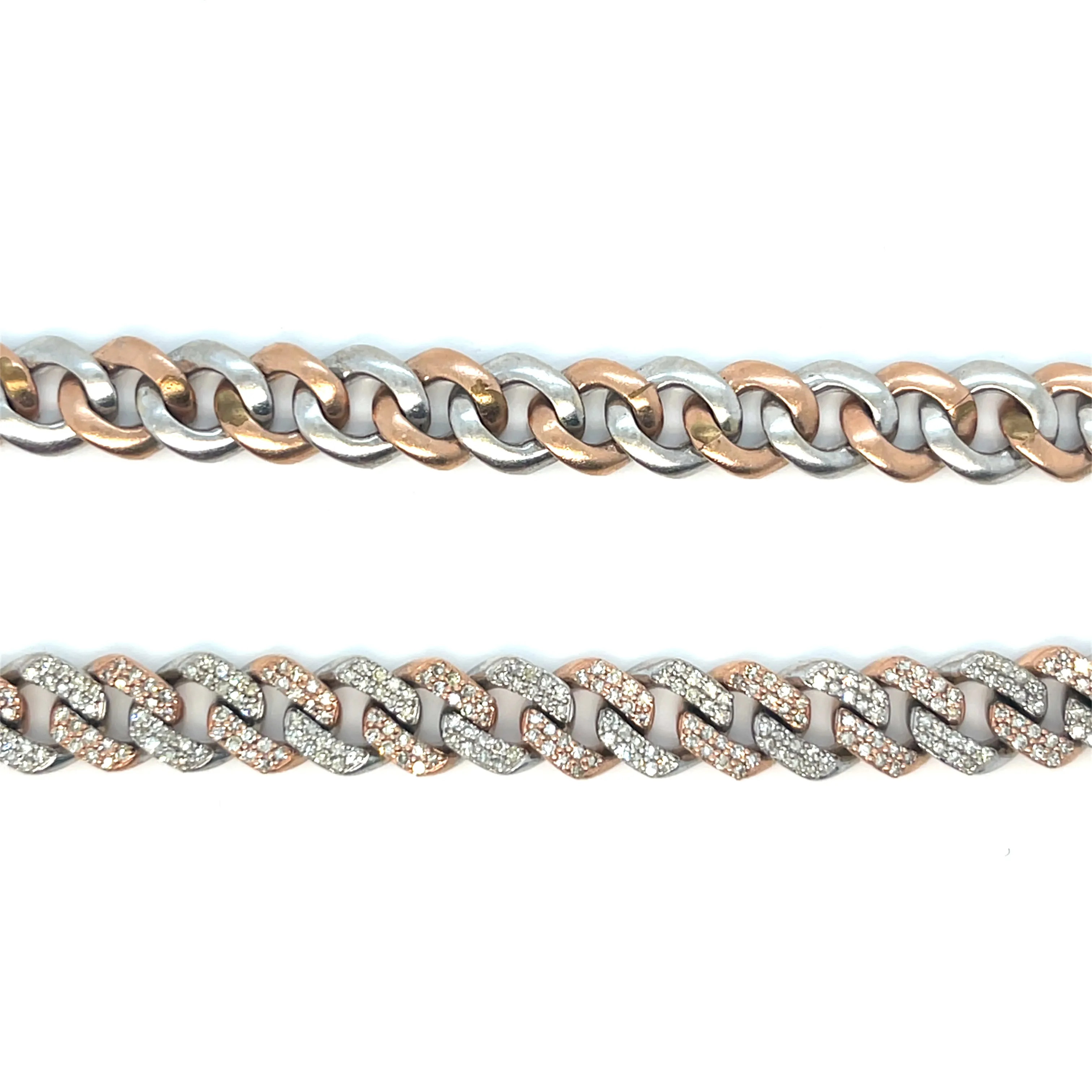 Iced out Hip Hop 8mm Cuban Two Tone 10k Gold Natural Diamonds Necklace - SNK16103A
