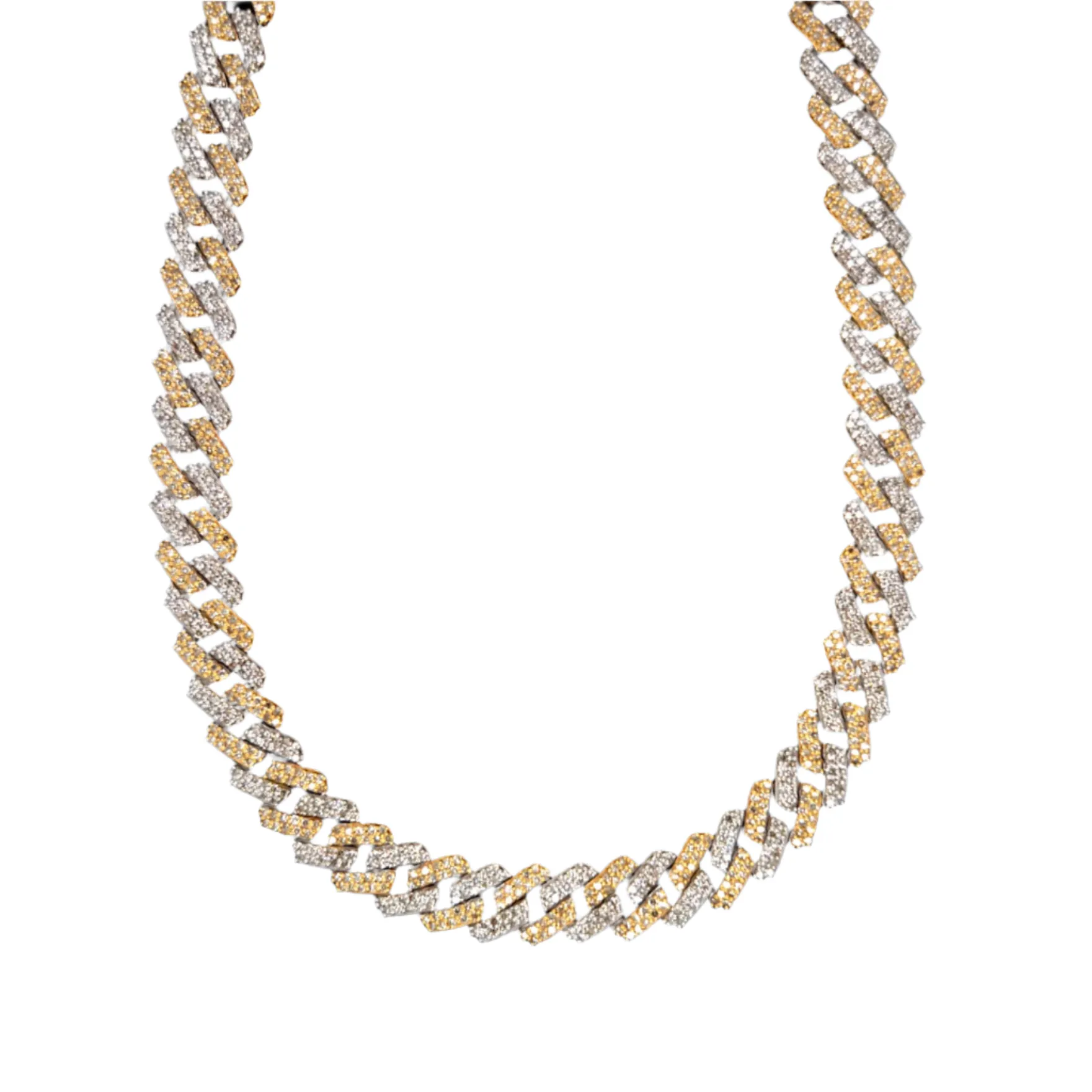 Iced out Hip Hop 8mm Cuban Two Tone 10k Gold Natural Diamonds Necklace - SNK16103A
