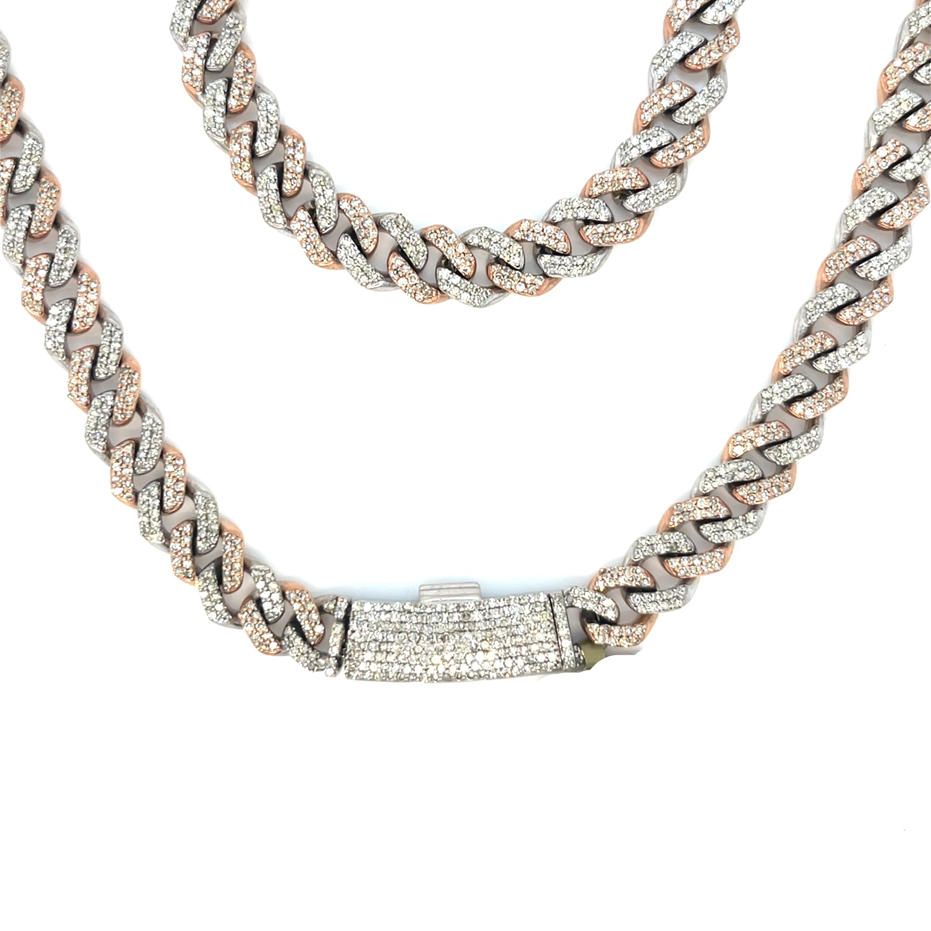 Iced out Hip Hop 8mm Cuban Two Tone 10k Gold Natural Diamonds Necklace - SNK16103A