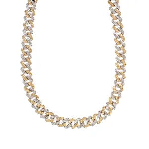 Iced out Hip Hop 8mm Cuban Two Tone 10k Gold Natural Diamonds Necklace - SNK16103A