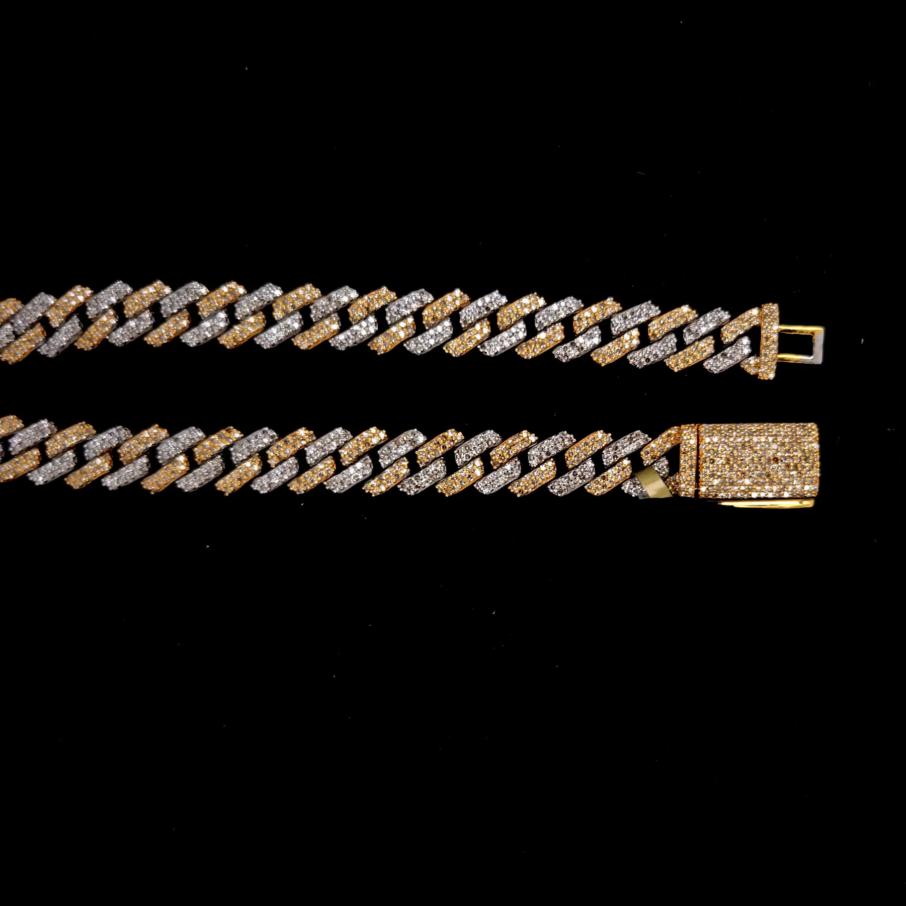 Iced out Hip Hop 8mm Cuban Two Tone 10k Gold Natural Diamonds Necklace - SNK16103A