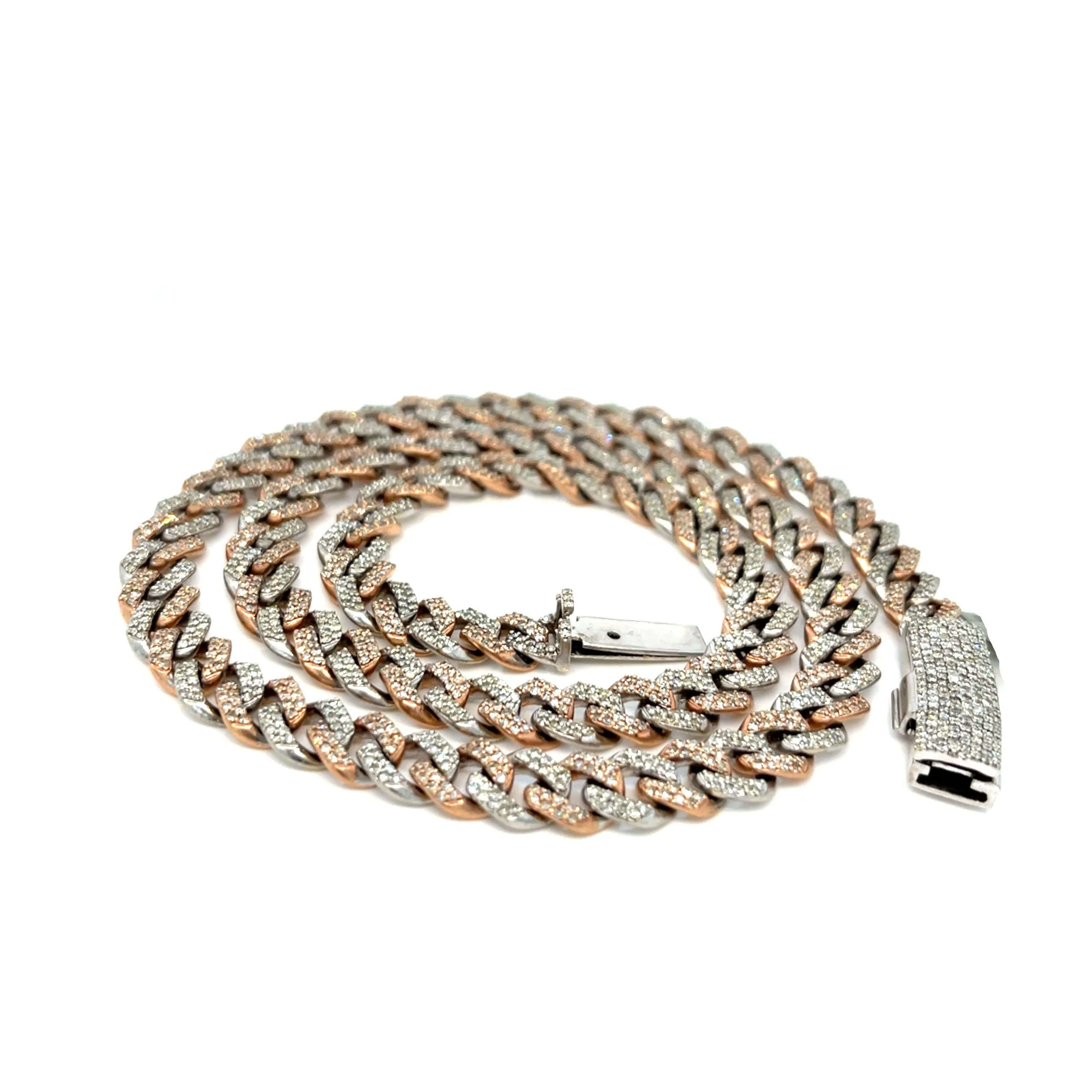 Iced out Hip Hop 8mm Cuban Two Tone 10k Gold Natural Diamonds Necklace - SNK16103A