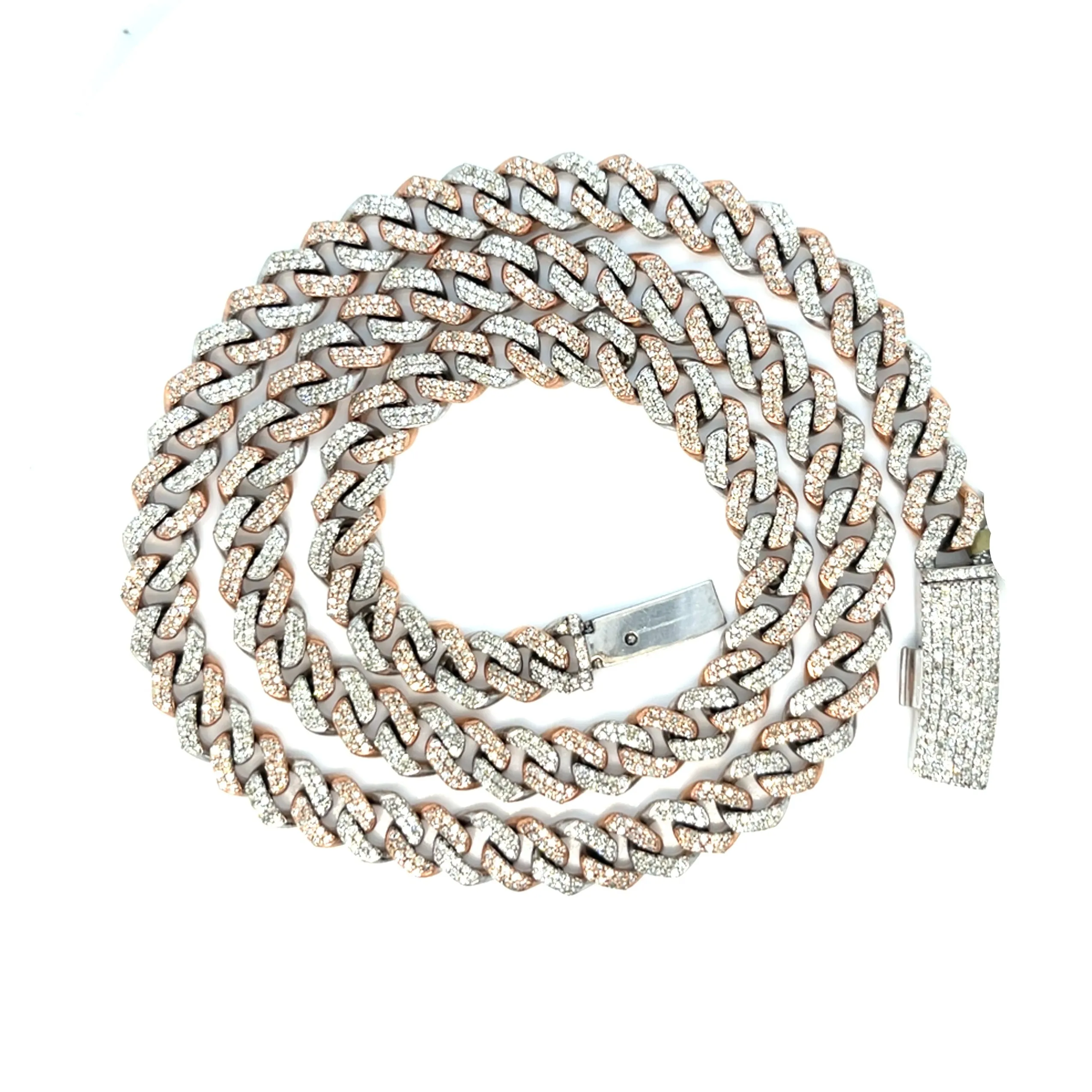 Iced out Hip Hop 8mm Cuban Two Tone 10k Gold Natural Diamonds Necklace - SNK16103A