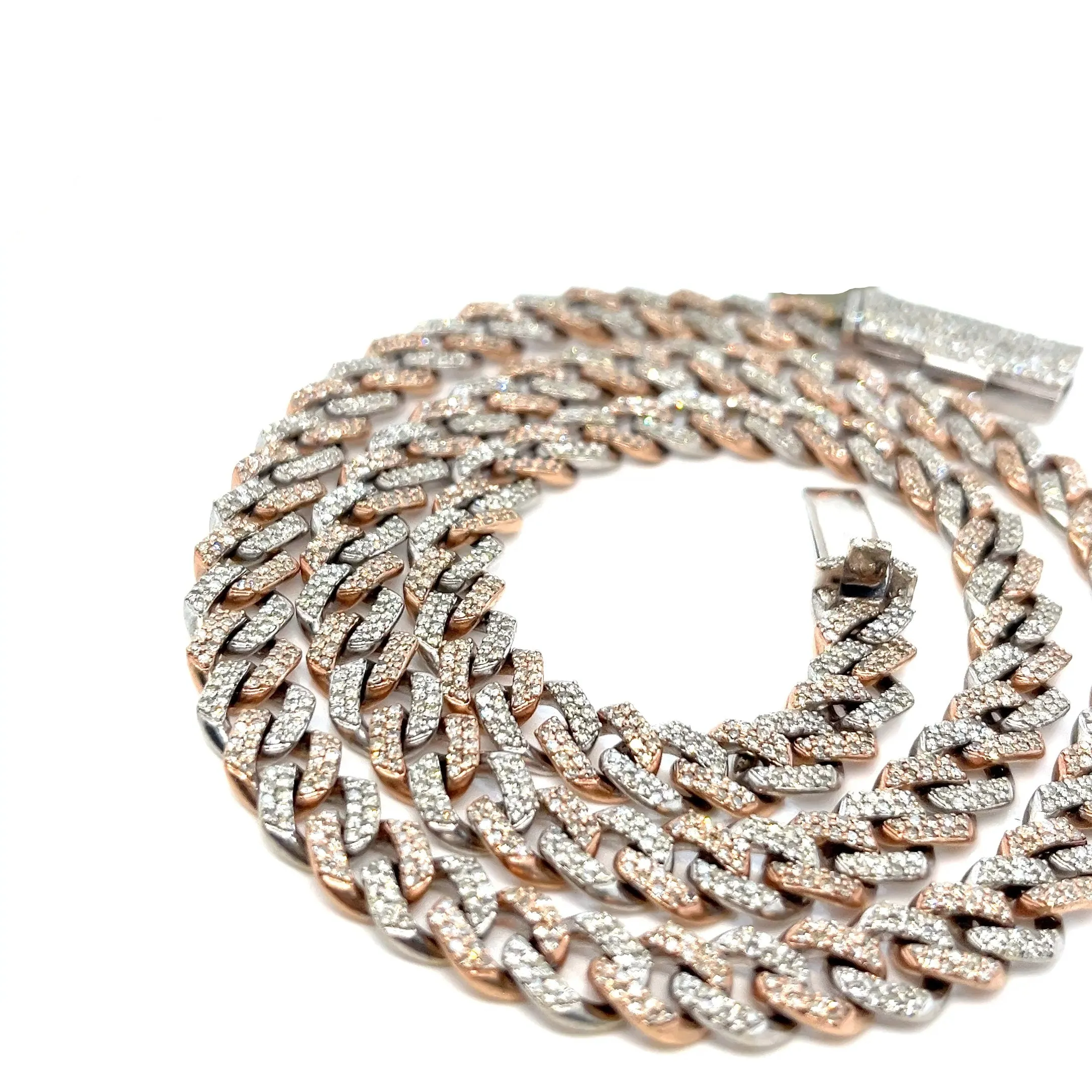 Iced out Hip Hop 8mm Cuban Two Tone 10k Gold Natural Diamonds Necklace - SNK16103A