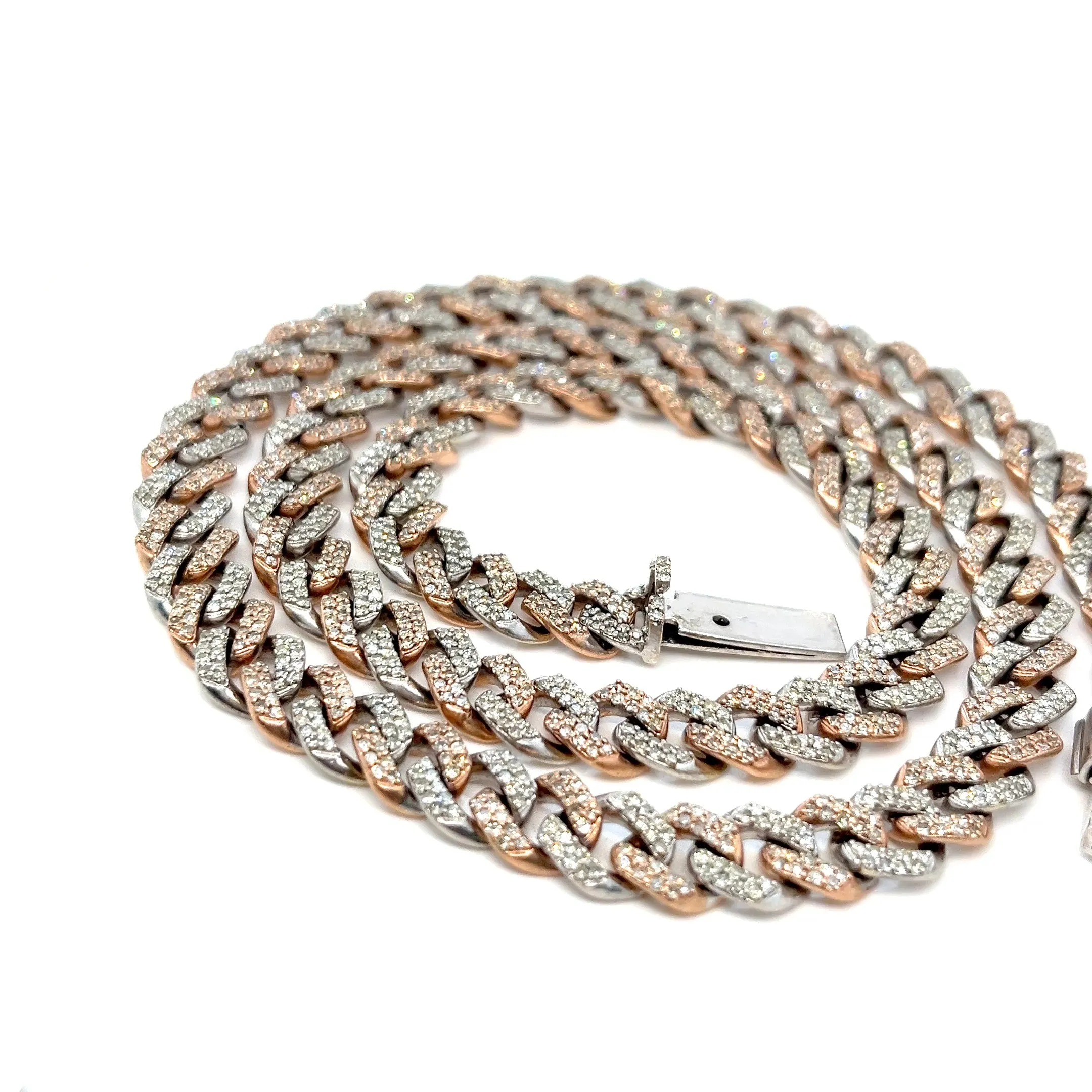 Iced out Hip Hop 8mm Cuban Two Tone 10k Gold Natural Diamonds Necklace - SNK16103A