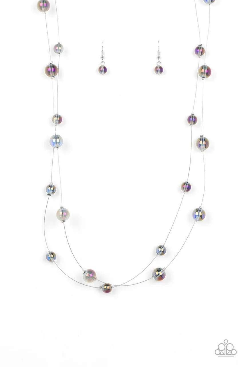 Interstellar Illusions - Purple - Iridescent Bead Tiered Paparazzi Necklace
