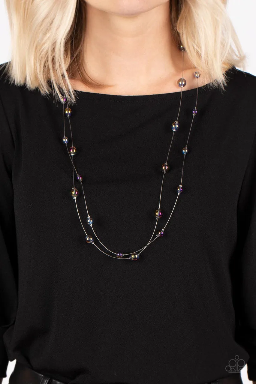 Interstellar Illusions - Purple - Iridescent Bead Tiered Paparazzi Necklace