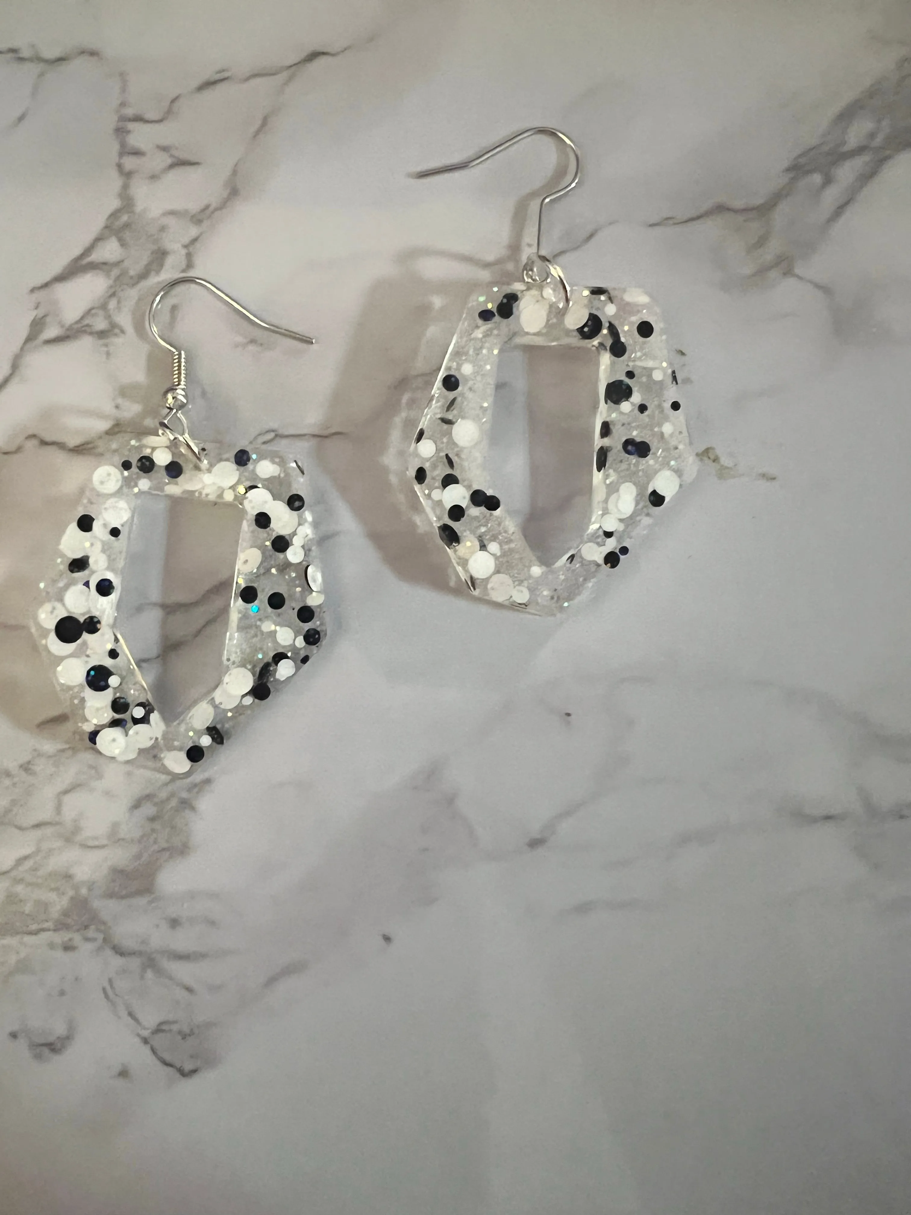 Iridescent Black & White Dots • Geometric