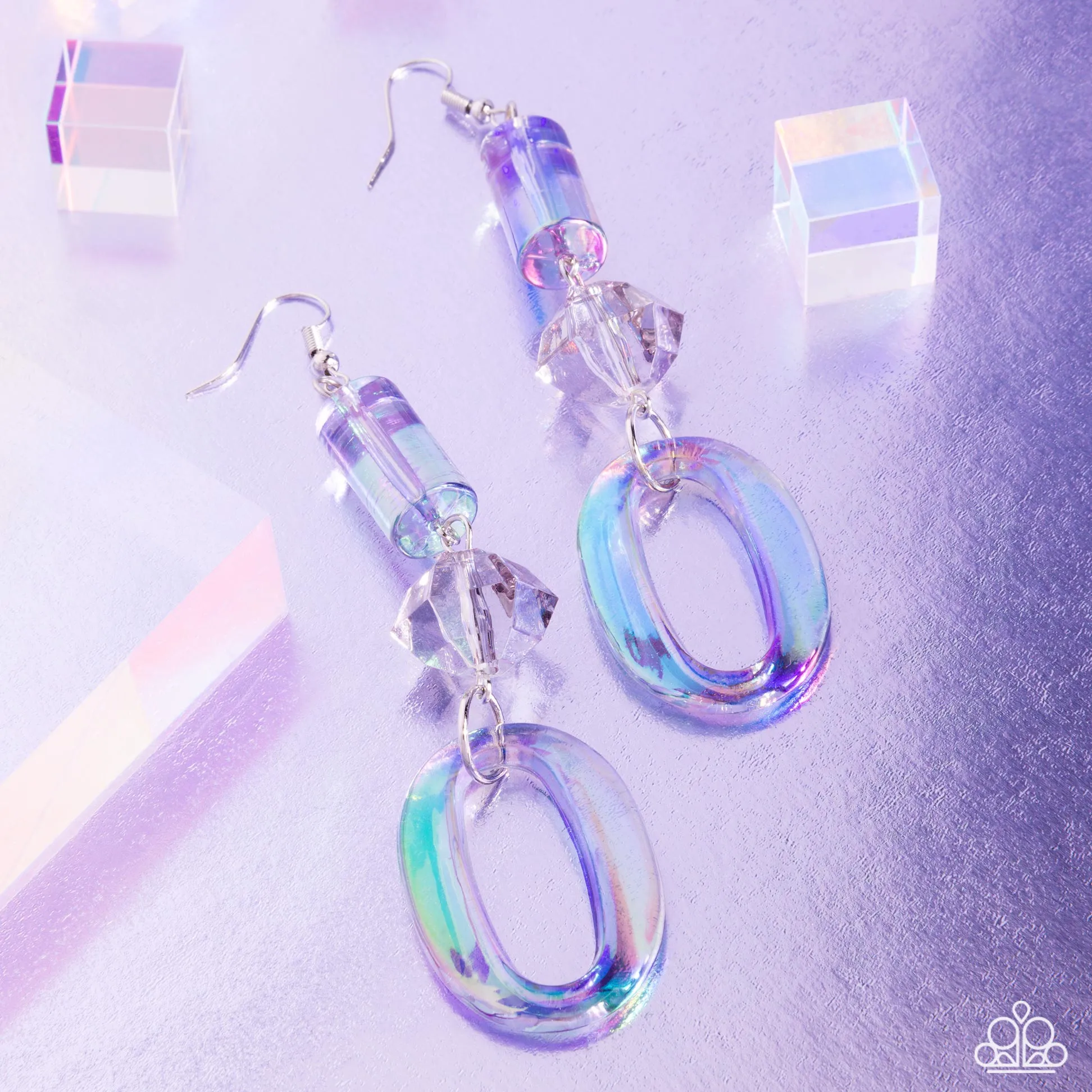 Iridescent Infatuation - Silver - Iridescent Acrylic Paparazzi Fishhook Earrings