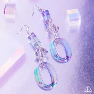 Iridescent Infatuation - Silver - Iridescent Acrylic Paparazzi Fishhook Earrings