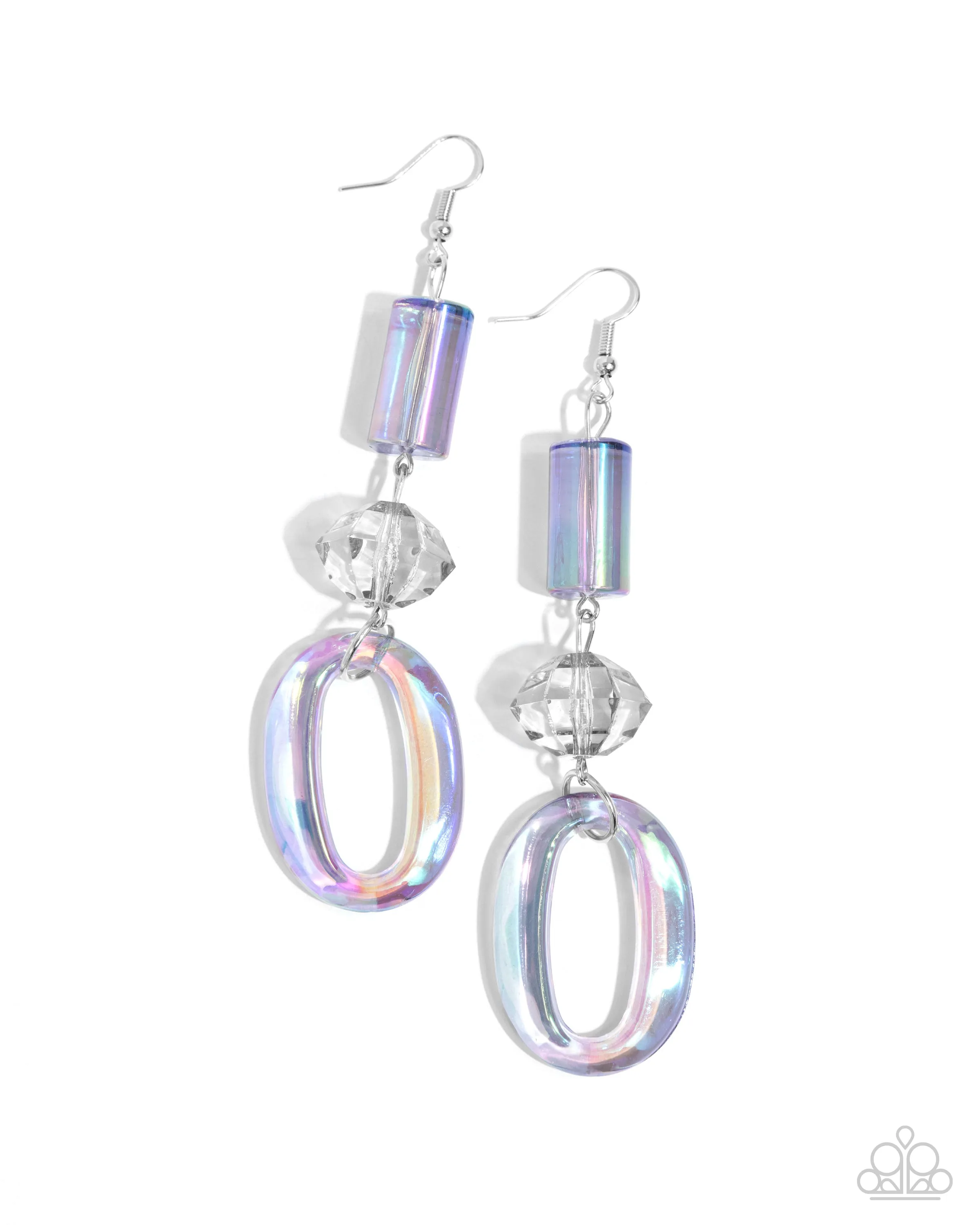 Iridescent Infatuation - Silver - Iridescent Acrylic Paparazzi Fishhook Earrings