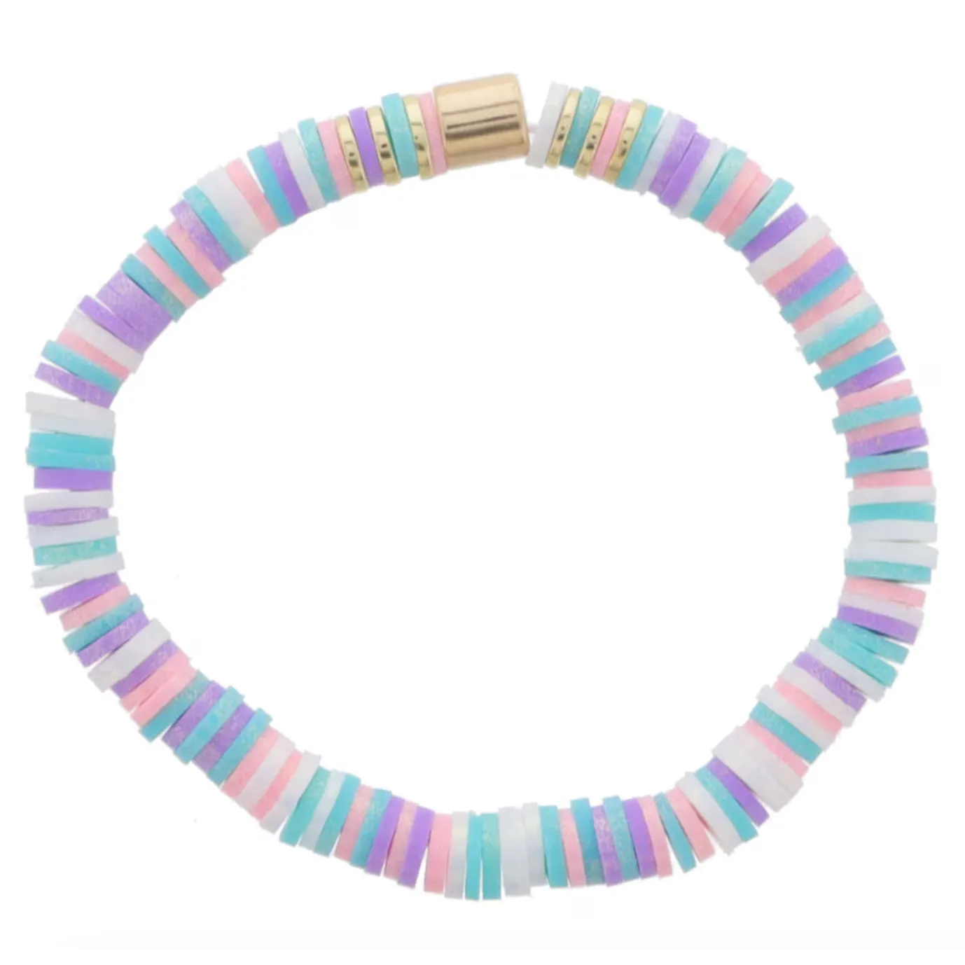 Jane Marie Iridescent Rubber Sequins with Gold Bead Accents-Multi Turquoise, Light Pink, White, Lavender